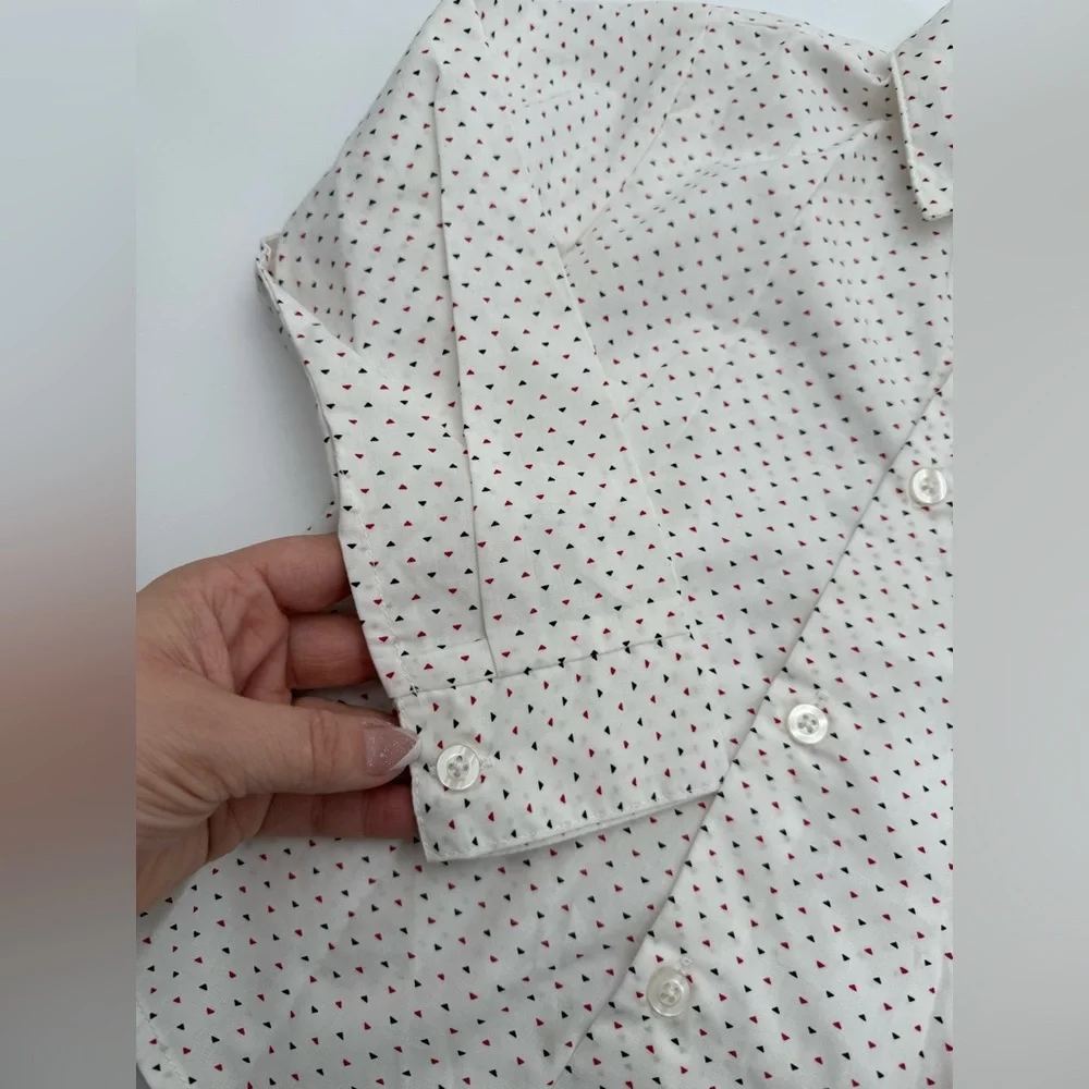 NAUTICA Kid’s Button Down Collared Dress Shirt Sz 4 Regular NWT White Design